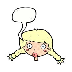 cartoon confused female face with speech bubble N11