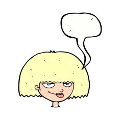 cartoon mean female face with speech bubble N12