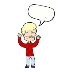 cartoon excited man with speech bubble N78