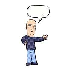 cartoon tough guy pointing with speech bubble N12