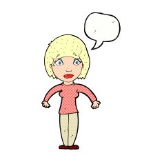 cartoon surprised woman with speech bubble N274
