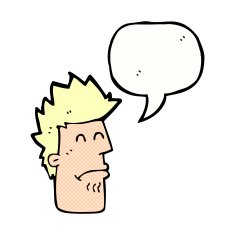 cartoon man feeling sick with speech bubble N12
