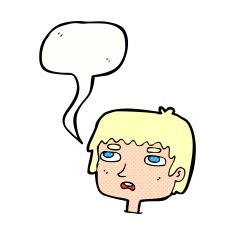 cartoon unhappy face with speech bubble N23