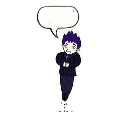 cartoon floating vampire with speech bubble N12