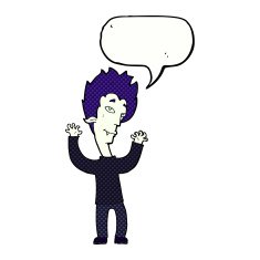 cartoon vampire man with speech bubble N135