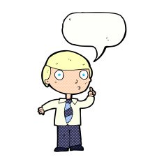 cartoon school boy with speech bubble N12
