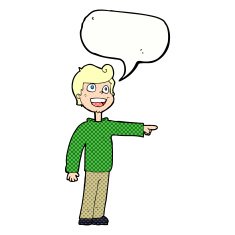 cartoon man pointing and laughing with speech bubble N33