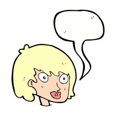 cartoon happy female face with speech bubble N209