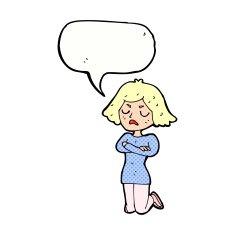 cartoon annoyed woman with speech bubble N204