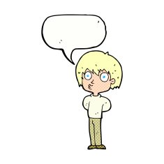 cartoon impressed boy with speech bubble N12