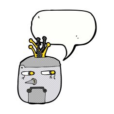 cartoon robot head with speech bubble N71