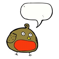 cartoon robin with speech bubble N49
