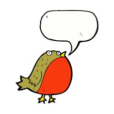 cartoon robin with speech bubble N50