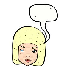 cartoon annoyed female face with speech bubble N12