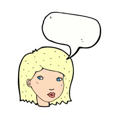 cartoon female face with speech bubble N172