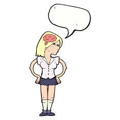 cartoon intelligent woman with speech bubble N23
