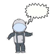 cartoon astronaut with speech bubble N136