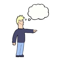 cartoon happy pointing man with speech bubble N23