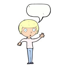 cartoon staring boy with speech bubble N35