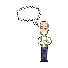 cartoon annoyed old man with speech bubble N76