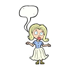 cartoon confused girl with speech bubble N12