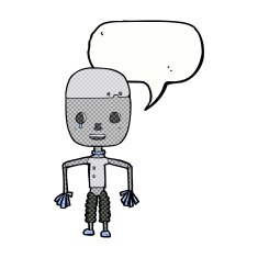 cartoon robot with speech bubble N214