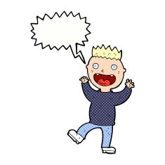 cartoon crazy happy man with speech bubble N12