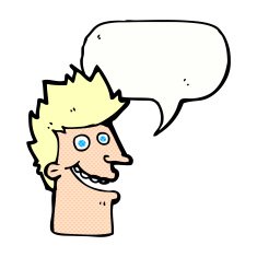 cartoon happy man face with speech bubble N20