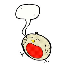 cartoon robin with speech bubble N51