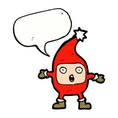 cartoon funny christmas creature with speech bubble N32