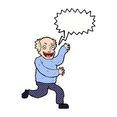 cartoon evil old man with speech bubble N23