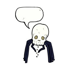 cartoon spooky skull spider with speech bubble N12