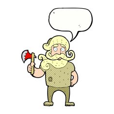 cartoon lumberjack with axe speech bubble N10