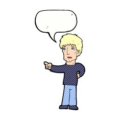 cartoon pointing man with speech bubble N97