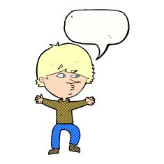 cartoon suspicious man with speech bubble N45