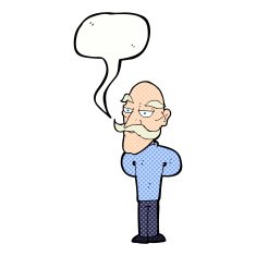 cartoon old man with mustache speech bubble N34