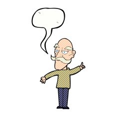 cartoon old man telling story with speech bubble N11