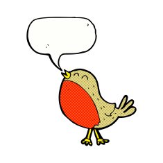 cartoon christmas robin with speech bubble N10