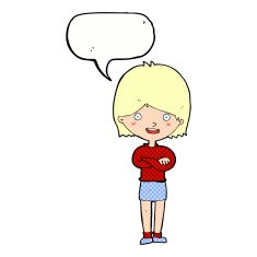 cartoon happy woman with speech bubble N284