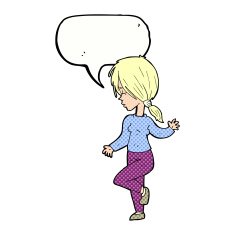 cartoon girl dancing with speech bubble N12