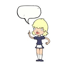 cartoon maid with speech bubble N45