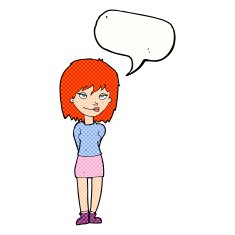 cartoon happy woman with speech bubble N285