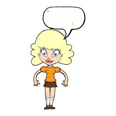 cartoon pretty woman with speech bubble N307