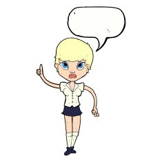 cartoon pretty woman with idea speech bubble N78
