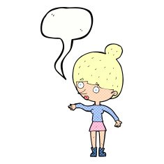 cartoon surprised woman with speech bubble N276