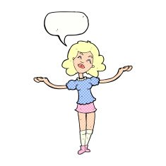 cartoon woman taking praise with speech bubble N12