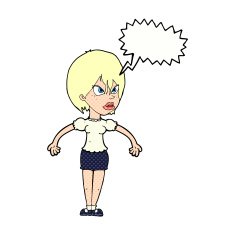 cartoon annoyed woman with speech bubble N206