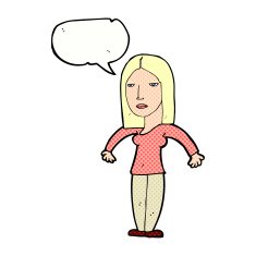 cartoon annoyed woman with speech bubble N207