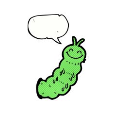 cartoon caterpillar with speech bubble N12