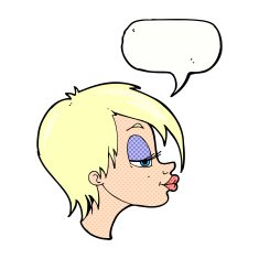 cartoon pretty woman with speech bubble N308